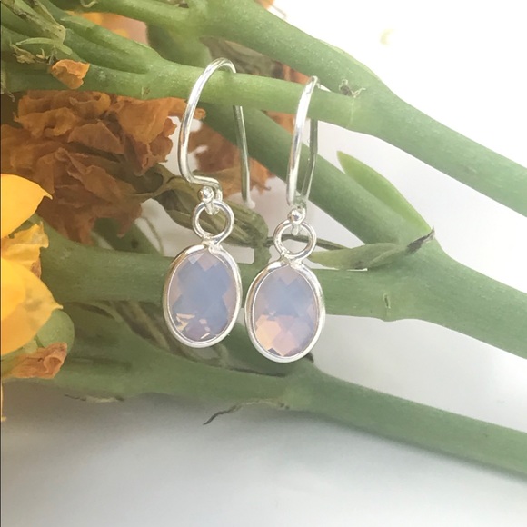 Tiny Nano Pink Opal Sterling Silver Earrings - Picture 5 of 7